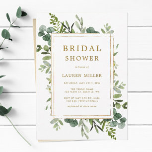 Botanical Gold Greenery Bridal Shower Invitation