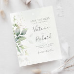 Botanical Gold Greenery Eucalyptus Save The Date<br><div class="desc">Beautiful budget Save the date card featuring watercolor eucalyptus and gold leaves.</div>