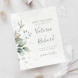 Botanical Gold Greenery Eucalyptus Save The Date<br><div class="desc">Beautiful budget Save the date card featuring watercolor eucalyptus and gold leaves.</div>