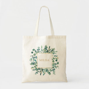 Botanical Gold Greenery Eucalyptus Tote Bag