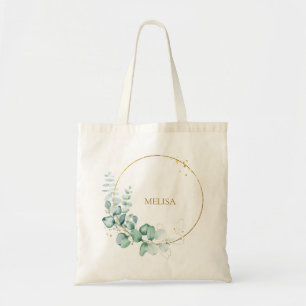 Botanical Gold Greenery Eucalyptus Tote Bag
