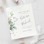 Botanical Gold Greenery Eucalyptus Wedding<br><div class="desc">Beautiful Save the date card featuring watercolor eucalyptus and gold leaves. Perfect choice for spring and summer weddings.</div>