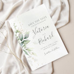Botanical Gold Greenery Eucalyptus Wedding Save The Date<br><div class="desc">Beautiful Save the date cards featuring watercolor eucalyptus and gold leaves.</div>