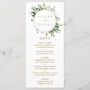 Botanical Gold Greenery Menu Card