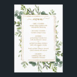Botanical Gold Greenery Menu Card<br><div class="desc">This dinner menu features painted watercolor eucalyptus greenery,  green leaves with a gold rectangular frame. For more advanced customisation of this design,  Please click the "Customise further" link.  Matching items are also available.</div>