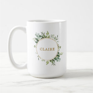 Botanical Gold Greenery Personalized Coffee Mug