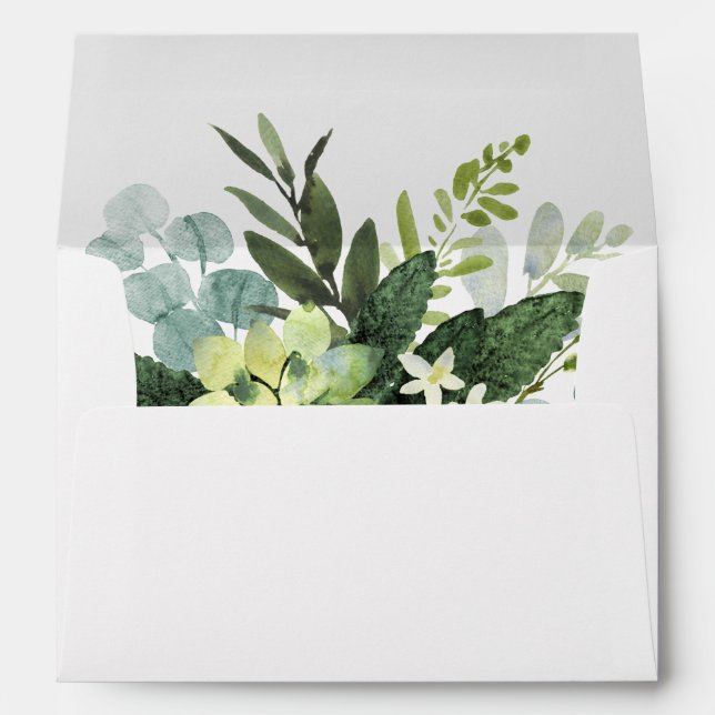 Botanical Gold Greenery Pre-Printed Address 5x7 Envelope (Back (Bottom))