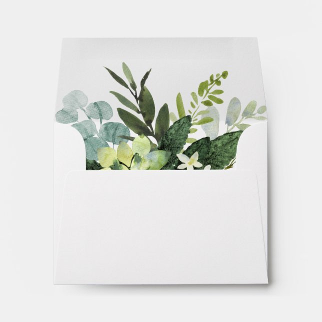 Botanical Gold Greenery Pre-Printed Address RSVP Envelope (Back (Bottom))