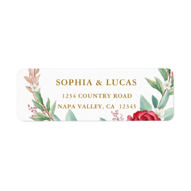 Botanical Gold Greenery Return Address Label (Front)