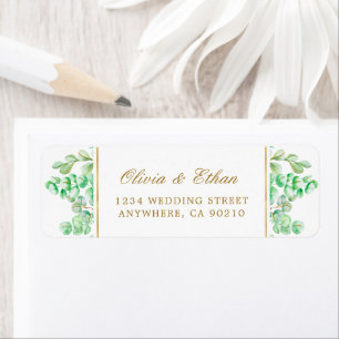 Botanical Gold Greenery Script Return Address Label