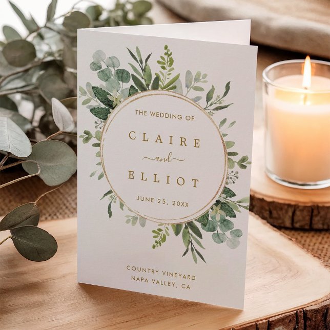 Botanical Gold Greenery Wedding Ceremony Program (Creator Uploaded)