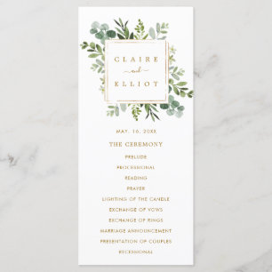 Botanical Gold Greenery Wedding Ceremony Program