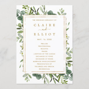Botanical Gold Greenery Wedding Ceremony Program