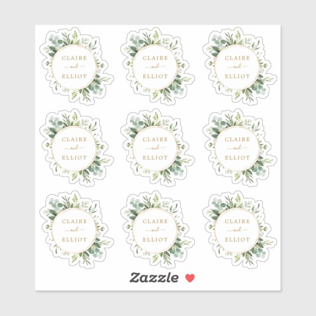 Botanical Gold Greenery Wedding Clear (Sheet)