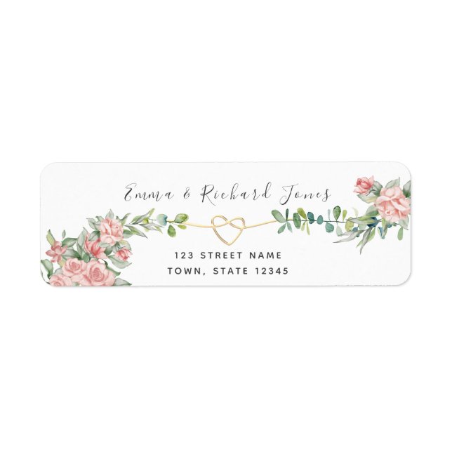 Botanical Gold Greenery Wedding Return Address Label (Front)