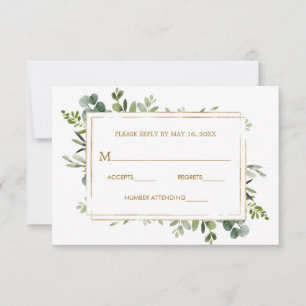 Botanical Gold Greenery Wedding RSVP