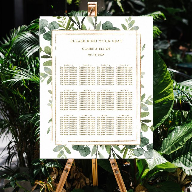 Botanical Gold Greenery Wedding Seating Chart (Creator Uploaded)