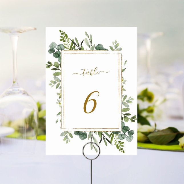 Botanical Gold Greenery Wedding Table Number (Creator Uploaded)