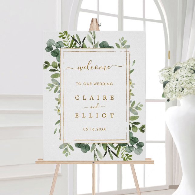 Botanical Gold Greenery Wedding Welcome Sign (Creator Uploaded)