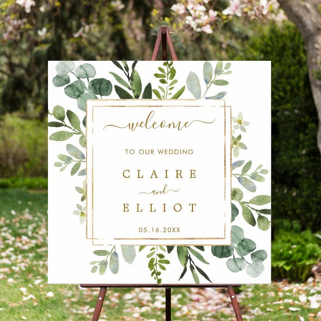 Botanical Gold Greenery Wedding Welcome Sign (Creator Uploaded)