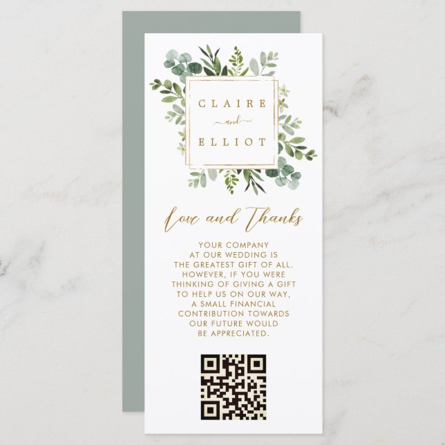 Botanical Gold Greenery Wishing Well Thank You (Front/Back)