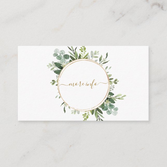 Botanical Gold Greenery Wreath Wedding More Info Enclosure Card (Front)