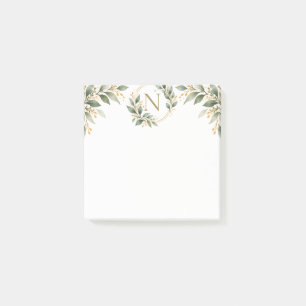 Botanical Gold Monogram Personalised Stationery Post-it Notes