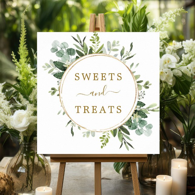 Botanical Gold Sweets & Treats Square Dessert Sign (Creator Uploaded)