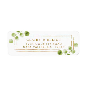 Botanical Gold Watercolor Return Address Label