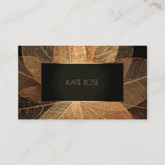 Botanical Golden Foil  Black Champaign Frame Vip Business Card (Front)