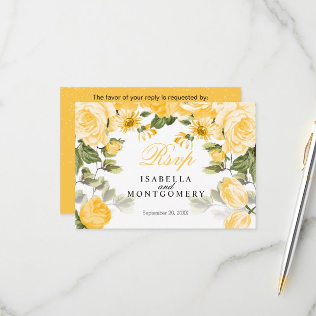 Botanical Golden Yellow Floral - RSVP (Front/Back In Situ)