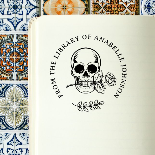 Botanical Gothic Skull From The Iibrary Of Book Rubber Stamp (Creator Uploaded)