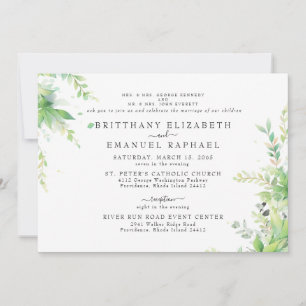 Botanical Grace Horizontal 2 Venues Wedding Invitation