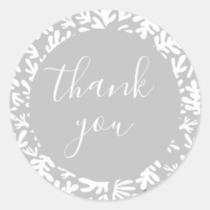 Botanical Gray Small Business Customer Thank You Classic Round Sticker