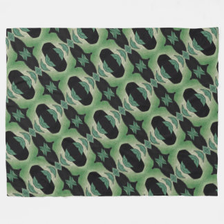 Botanical Green and Black Fleece Blanket