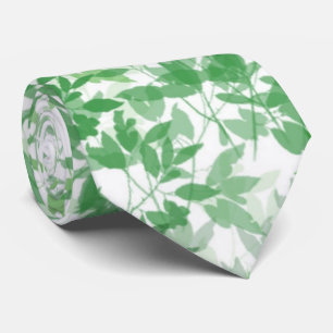 Botanical Green and White Leaves Neckties Neck Tie