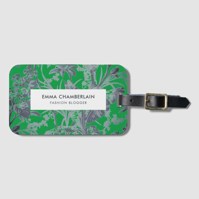 Botanical Green Chinoiserie Custom Luggage Tag (Front Horizontal)