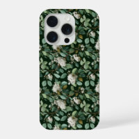 Botanical Green Eucalyptus White Floral Pattern