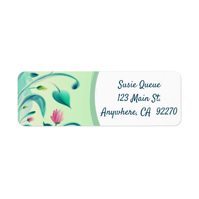 Botanical Green Floral Return Address Label (Front)
