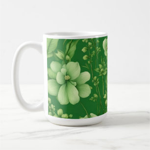 Botanical green flowers pattern coffee mug
