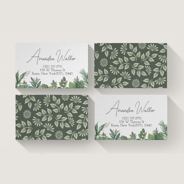 Botanical Green Foliage Business Card (Botanical greenery-inspired business card)