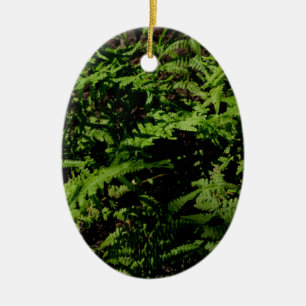 Botanical green Forest Floor Ferns Ceramic Ornament