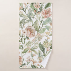 Botanical Green Garden Lush Leaves Floral Bath Towel