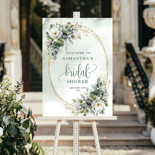Botanical Green Gold Bridal Shower Welcome Sign