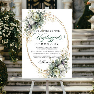 Botanical Green Gold Unplugged Ceremony Wedding Po Poster
