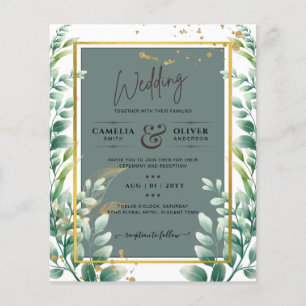 Botanical Green Gold Wedding Invitation Sage Flyer