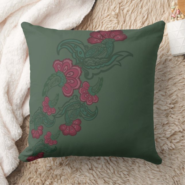 botanical green leaf pillow (Blanket)