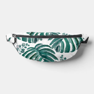 Botanical Green Leaf Tropical Painting Bum Bags