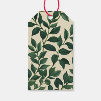 Botanical green leaves gift tags