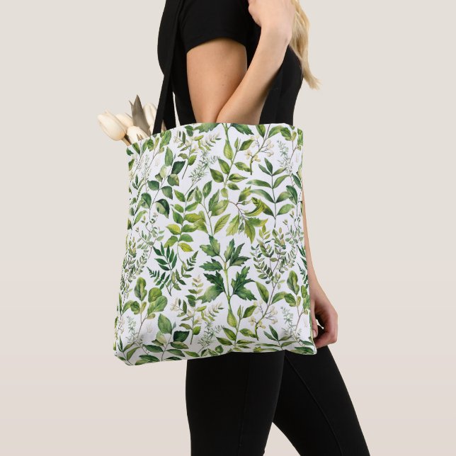  Botanical Green leaves  Tote Bag (Close Up)